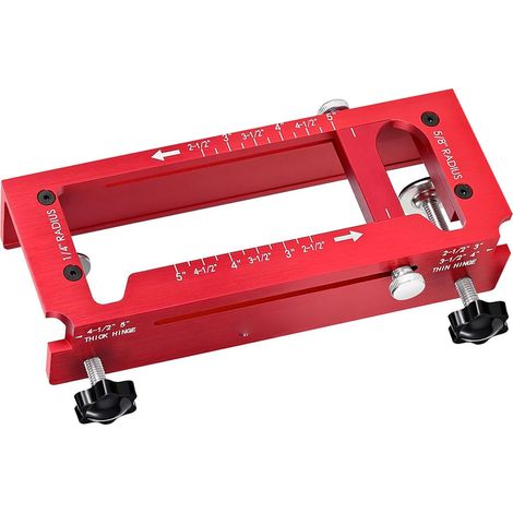 Gabarit de charnière de porte en alliage d'aluminium, kit de gabarit de défonceuse, gabarit de mortaise réglable pour longueurs et épaisseurs de 2,5 à 5 pouces, rayons de 1/4 et 5/8 pouces, angles dro (1/5)