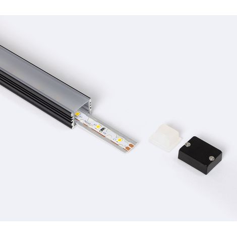 Profilo Alluminio Impermeabile IP65 Superficie 2m per Striscia LED fino a 10mm Nero 2 m Semitrasparente