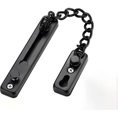 Chaînes de portes, serrure à chaîne de porte antivol, serrure fiable de loquet de porte de chaîne de sécurité de porte dacier inoxydable idéale pour lhôtel à la maison (Noir)