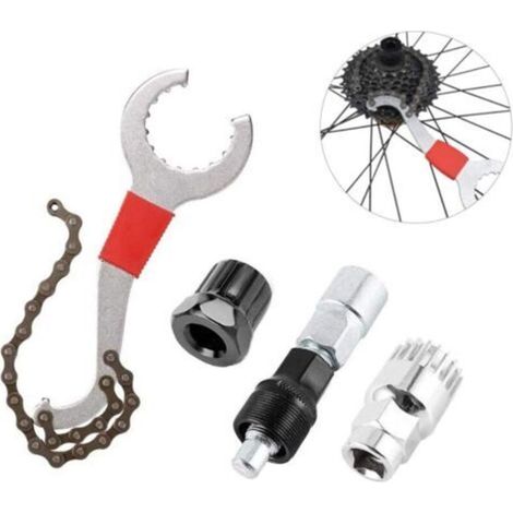 Kit d’outils de démontage de cassette de dérailleur de vélo Kit de réparation multifonction Avec fouet à chaîne Outils compatibles 5-11 vitesses pour le démontage de manivelle, chaîne, essieu (1/5)