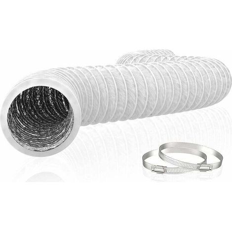 150mm Flexible Aluminium PVC Exhaust Pipe, 6m Long – Ventilation Tube for Extractor Fans, Air Conditioning, Tumble Dryers (ø150mm, 6m, White) – RAPANDA (1/4)