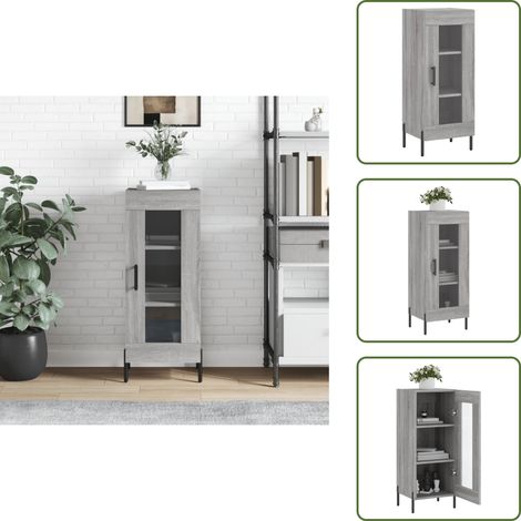 Sideboard Grau Sonoma 34,5x34x90 cm Holzwerkstoff - Schreibtisch - Wohnzimmermöbel - Sideboard - Regal - Grau (1/5)