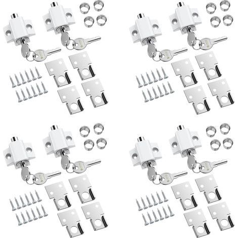 8PCS Zinc Alloy Sliding Window Security Lock with Keys for Home and School (1/5)