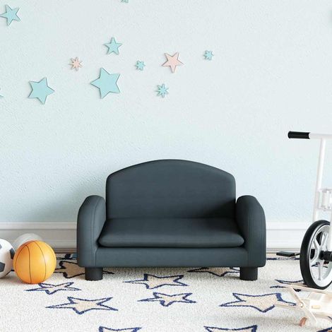 Vidaxl – Canapé pour enfants gris foncé 50x40x30 cm – Tissu 100% polyester – Bois de pin massif – Mousse confortable – Capacité 50 kg