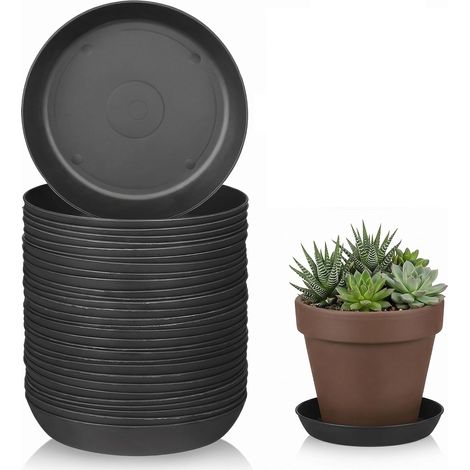 Lot de 30 soucoupes de Plantes en Plastique Durable pour intérieur - Ronds - Soucoupes pour Pots de Fleurs - Bac récupérateur d'eau (1/5)