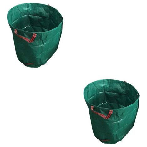 Set of 2 garden waste bags, 300 L, garden waste bags, leaf bags with handles, foldable woven industrial green grass bags (1/5)