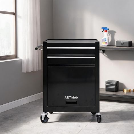 Servante d'atelier coloris noir en acier 52,5 x 33 x 109 cm (1/5)