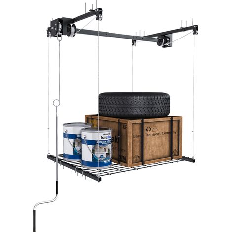 Estantería elevadora de techo para garaje 120 x 120 cm acero 113 kg con manivela (1/5)