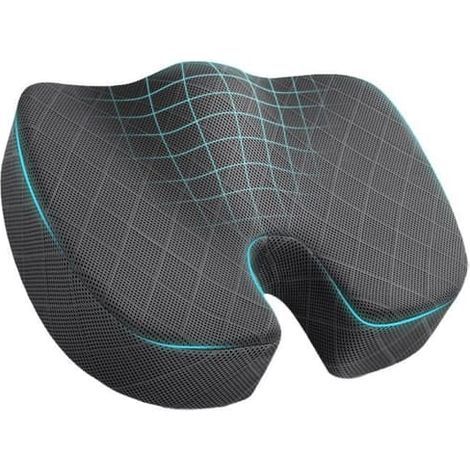 Cuscino ergonomico in memory foam - A lento recupero, antiscivolo, ideale per ufficio, auto e sedia, allevia la sciatica, il dolore al coccige e alla schiena. Grigio. (1/5)