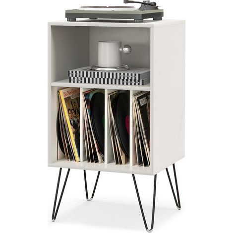 COSTWAY Record Player Stand 3-Tier Turntable Stand-White (1/5)