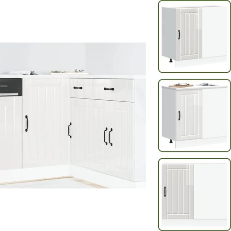 Mobile in legno ingegnerizzato - vidaXL Mobiletto da cucina "Lucca" Bianco lucido in legno ingegnerizzato - Mobile con ante