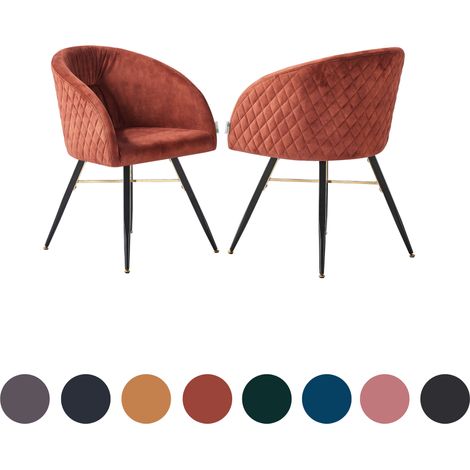 Set of 2 Vittorio Modern Velvet Dining Chairs - Ergonomic Curved back with Metal Legs - Armchair for Dining Room Kitchen Living Room - Wine (1/5)