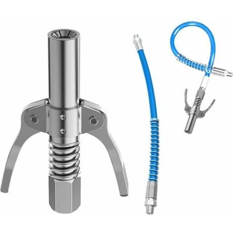 2X Coupler G pour Pompe à Graisse - Avec Tuyau Flexible - Avec Tous Les Pistolets Graisseurs 1/8 Embout Pompe à Graisse - Coupleur pour Pompe à Graisse - Raccord de Pistolet à Graisse Compatible (1/4)