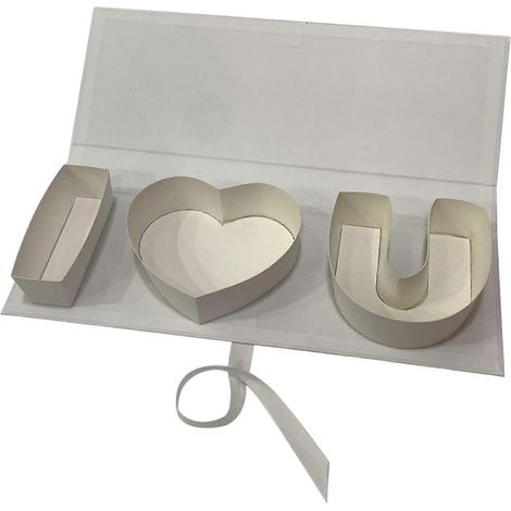 Boîte cadeau vide FytStycale lettre décorative résistante pratique, à remplir pour mariages, bonbons, chocolats - Blanc (1/5)