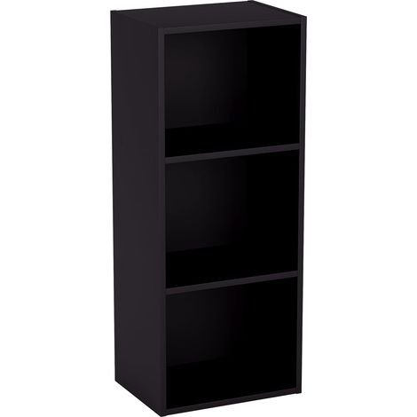 Oxford 3 Niveau Cube Bibliothèque, Moderne Space-Saving Meuble de Rangement for Salon, Chambre Or Bureau, Autoportant Exposition Shelf, H80xW32xD24cm (Noir) (1/5)