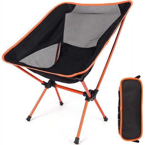 Chaise de Camping Pliable Ultra Lgre Chaise de Plage avec Sac de Transport - Orange orange CHAISE DE CAMPING (1/5)