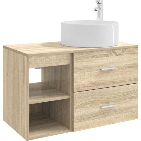 Bathroom Furniture Set 2 pcs Sonoma Oak Engineered Wood vidaXL