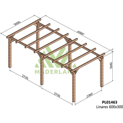 Pérgola de Madera Laminada Linares (Maderland) - Gardeneas - 600 x 300 cm (1/3)