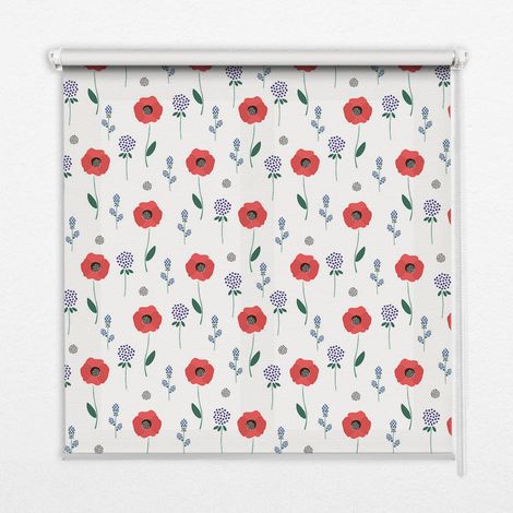 Innenrollo Fensterrollo - Rollo ohne Bohren - Sichtschutzrollo - Lichtdurchlässiges Rollo - Rechteckiges - Rollo - (150 cm x 180 cm) - Mohnblumen