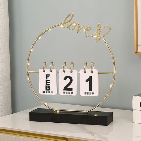 Ewiger Blätterkalender – Schwarzer Metallrahmen mit LED – Dekoration für Zuhause, Büro oder Studentenwohnheim (1/5)