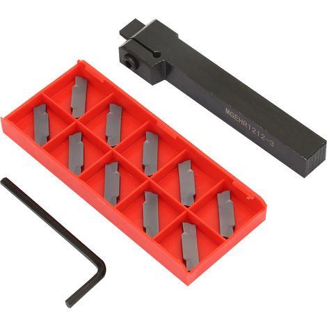 Porte-outil de tronçonnage et de rainurage pour tour MGEHR1212-3 avec 10 plaquettes (1/5)