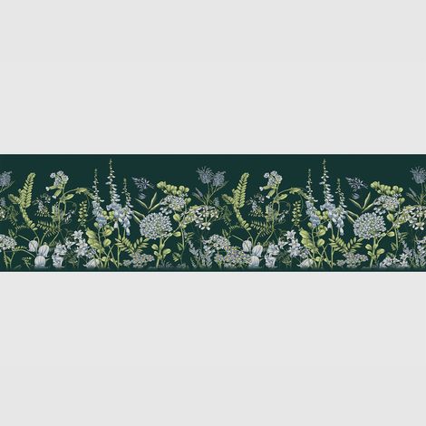 Frise auto-adhésive - Fleurs de vesce sur fond vert Brunswick - 500x13,8 cm (1/5)