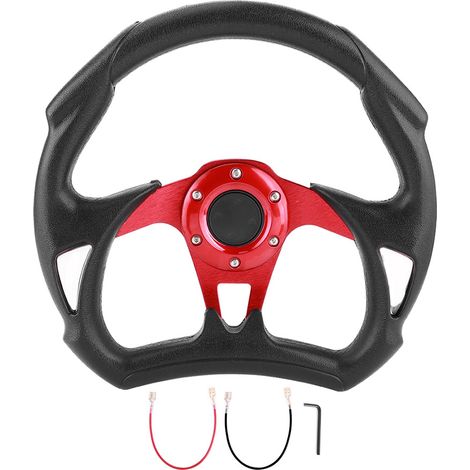 Volant sport 320mm/12.5in PVC cuir surpiqûres avec bouton klaxon pièces de modification universelles pour voiture (1/5)