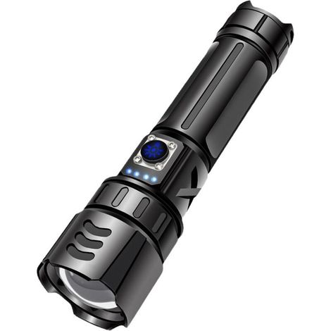 Etanche Rechargeable Zoom Torche. 150000 Lumens Rechargeable USB. Puissante 10000 Lumens Zoomable. Imperméable à L'Eau. Adaptable. pour Camping. Randonnée. Urgence [Classe énergétique A+++] (1/5)
