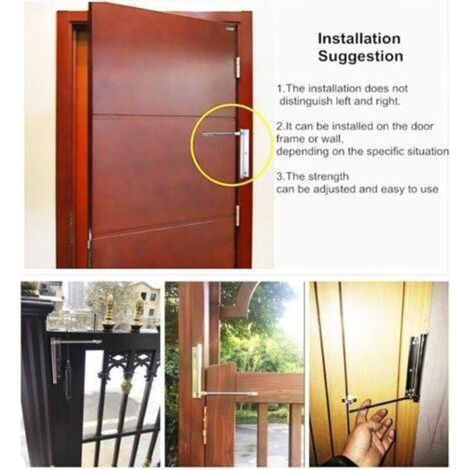 pair Ferme-porte à ressort, ferme-porte en alliage d'aluminium, dispositif de fermeture automatique réglable en surface, 45 kg (1 pièce)