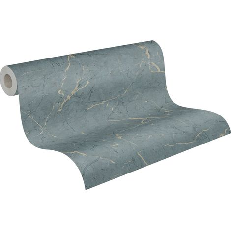 Papier peint non-tissé bleu Papier peint marbré bleu foncé Papier peint non-tissé effet marbre avec vinyle lavable (1/5)