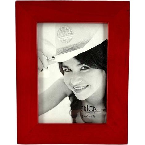 Cadre photo - Pour photo 13x18cm - Bois - Rouge - A suspendre ou à poser