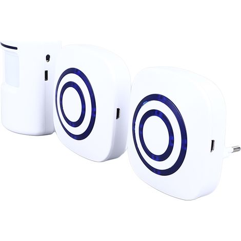 Sonnette de porte sans fil à détecteur infrarouge, sensible et équipée de 2 récepteurs (prise UE 110-240 V). (1/5)