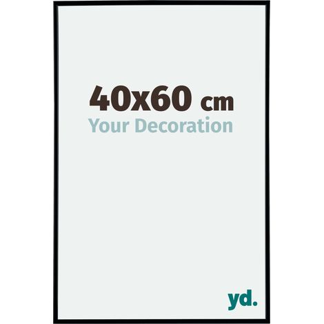 Cadre photo 40x60 cm en plastique noir mat – Verre anti-reflet résistant aux UV – Portrait ou paysage – Décoration moderne