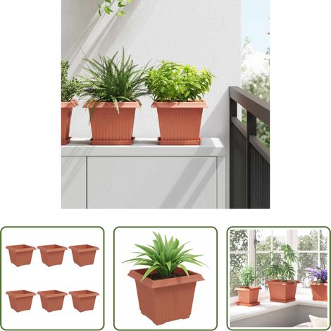 Pot à fleurs extérieur - Pot de Fleurs Carré 6 pcs Rouge brique 23 x 23 x 17,5 cm (1/5)