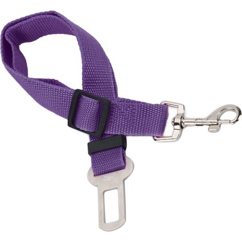 Ceinture de sécurité auto pour animaux de compagnie, longueur réglable, accessoire durable pour chiens, chats et autres animaux de compagnie, violet (1/5)