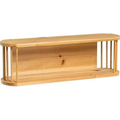 Étagère décorative murale - JUANIO - À 2 niveaux - Bois de peuplier verni & MDF laqué blanc - Beige - 50x13x25 cm (1/5)