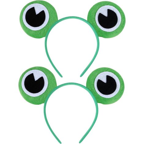 Lot de 2 Bandeau Serre-tête Grenouille,Serre-têtes avec Yeux de Grenouille Bandeaux Vert Accessoires Cosplay pour Halloween Carnaval Mascarade Fête (1/5)