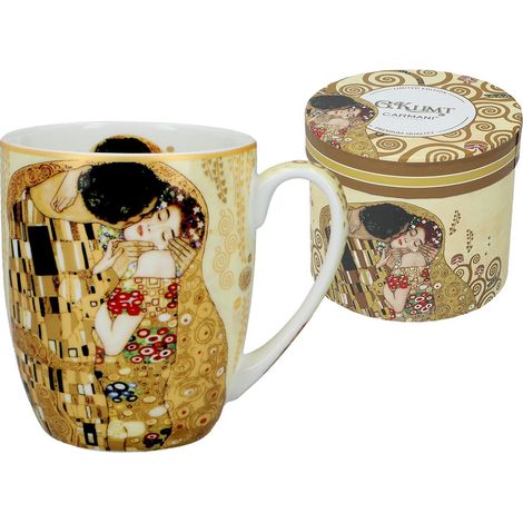 Taza de porcelana con diseño del beso de Gustav Klimt, regalo para ella. (1/4)