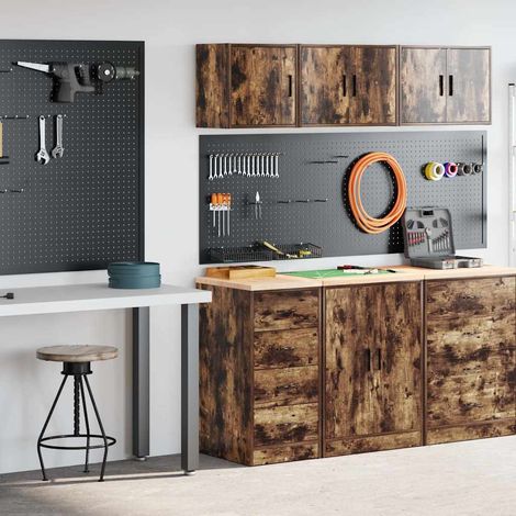 Garagenschränke 2 Stk. Räuchereiche Holzwerkstoff