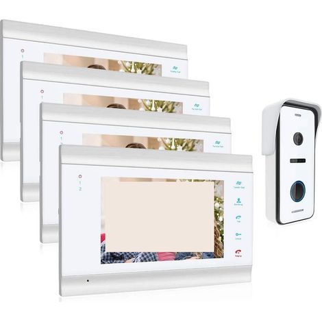 Caméra de sécurité sans fil avec sonnette vidéo Système d'interphone vidéo HD1080P de 7 pouces avec support de caméra de sonnette filaire haute définition déverrouillé Installation facile ( Color : 1 (1/5)