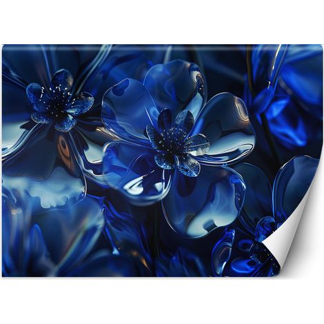 Fototapete Blaue 3D-Glasblumen 250x175 cm
