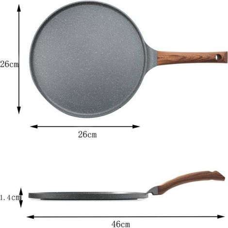 Poêle à crêpes 26 cm avec revêtement antiadhésif en granit suisse,compatible induction.Crêpière avec répartisseur de pate (1/5)