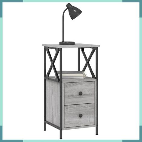 Table de chevet - 825949 - Sonoma gris - 34 x 35,5 x 70 cm - Bois d'ingénierie & métal (1/5)