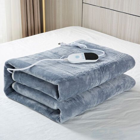 Couverture Chauffante Electrique 175150cm 9 Niveaux de Température, Couverture en Flanelle Lavable en Machine, Gris (1/4)