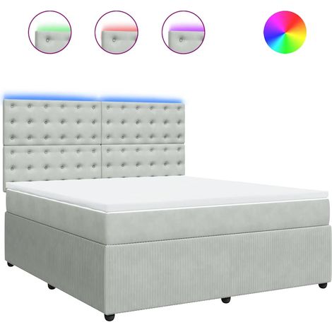 Maison Exclusive - Giroletto a Molle con Materasso Grigio Chiaro 180x200cm Velluto