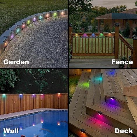 Lot de 16 lampes solaires de terrasse, étanches, à LED, pour marches, rampes, escaliers, échelles, clôtures, cours et allées. Blanc chaud. (1/2)