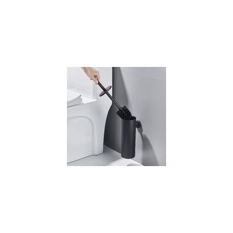Toilette Porte-brosse Noire Balai Toilette WC en Acier INOX 304 Mural Imperméable Facile à nettoyer pour WC Salle de Bains Toilettes avec Support Brosse Antibactérienne (1/5)