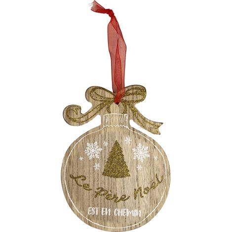 Décoration de sapin à suspendre boule de noël en bois (1/2)