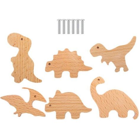 Poignée Armoire Dinosaure Bois-6, Marron,Standard, Enfant Tiroir Avec Vis, Accessoire Meuble Aucunely (1/5)