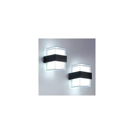 Lot de 2 appliques murales LED extérieures 12W, 6000K blanc froid, IP65, 960 lm, 105x90x130 mm –